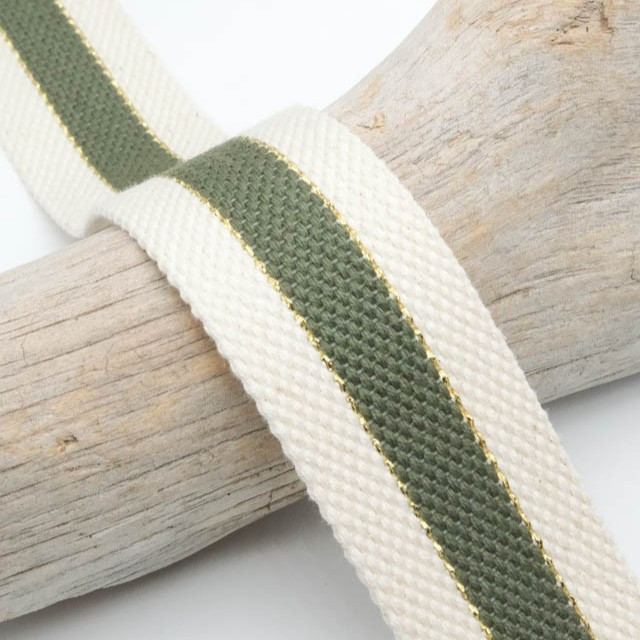 Two-Tone Khaki Cotton Lurex Strap - Maison Klem